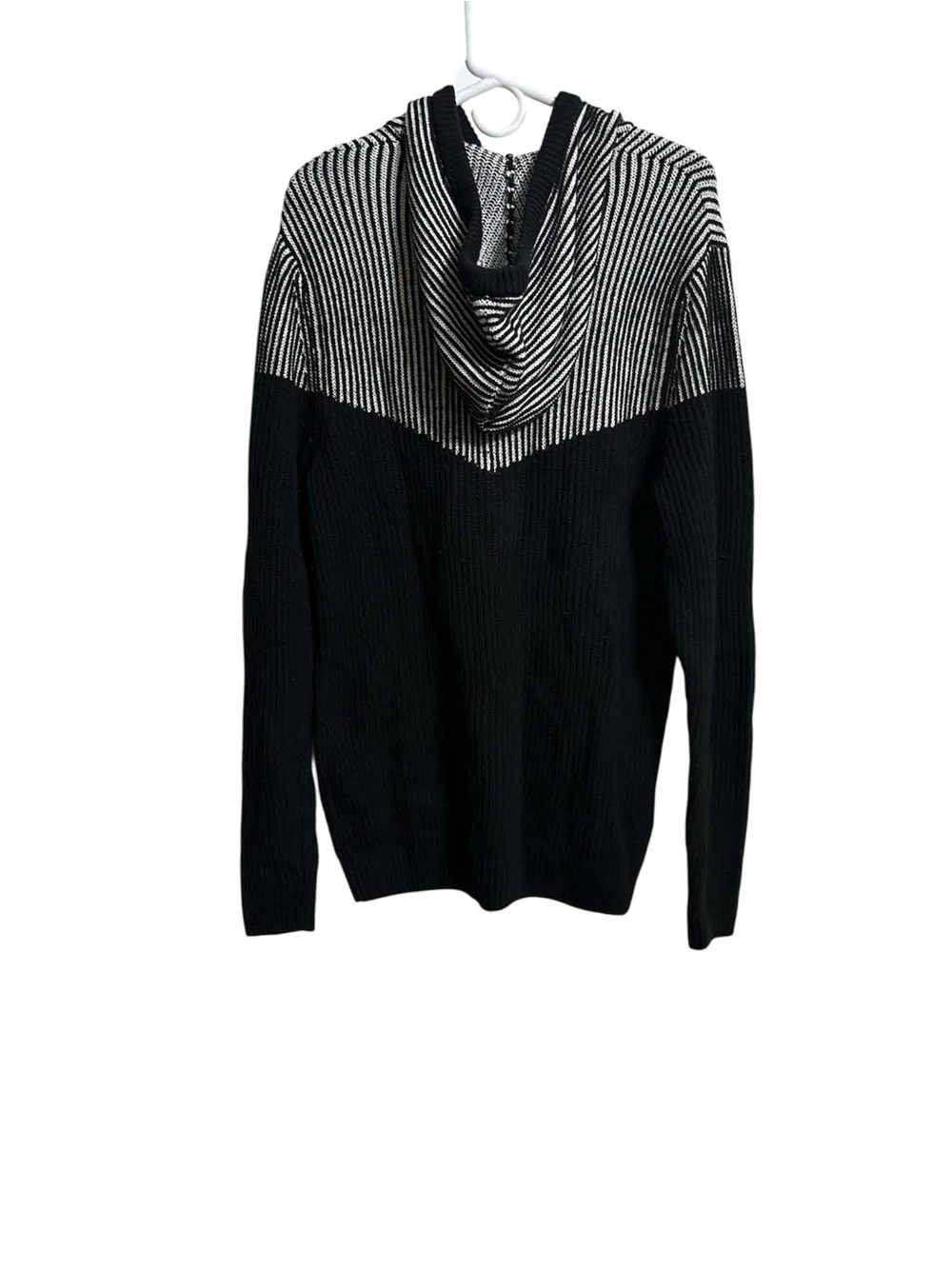 INC International Concepts Men’s Black & White Striped Crewneck Hoodie Sweater